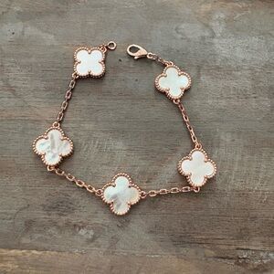 Rose Gold and White Mother-of-Pearl Flower Bracelet